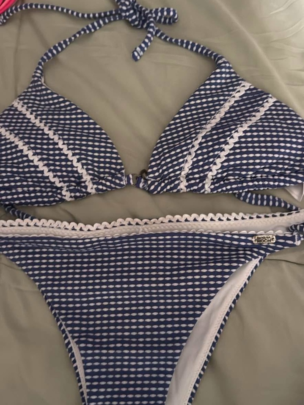 Womens Navy & White Patterned Bikini